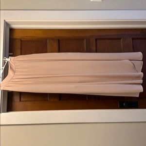 Pale pink bhldn long bridesmaid skirt